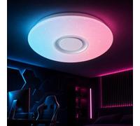Horevo Lámpara de techo Regulable Estrellado 36W Plafón LED Ø40cm | Altavoz Bluetooth, Compatible con Alexa y Google Home, Blanca Cálida/Fría RGB Cambio de Color, para Niños Sala Estudiante