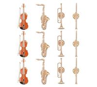 HORIALENCE 12 broches de violín: broches de metal con forma de instrumento musical, de joyería musical para mujer, de solapa vintage de saxofón, trombón y trompeta para ropa, suéteres y