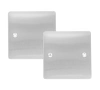 HORIALENCE 2 piezas de placa de pared cuadrada ciega de acero inoxidable para tomacorriente de 4.72 x 4.72 pulgadas - Panel de interruptor de luz de metal tipo 120 para hogar, cocina y baño