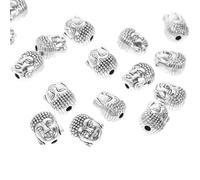 HORIALENCE 20 Cuentas de Buda de Aleación Clásica en Color Plata para Pulseras Diy, Alta Dureza y Resistente al Desgaste, Accesorio Religioso para Manualidades