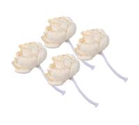 HORIALENCE 4 Piezas Flor de Peonía Sintética de Color Claro y Capas de Hojas, Accesorio para Aromaterapia con Diseño Realista Resistente a Roturas, Adecuado para Hogar y Estanterías