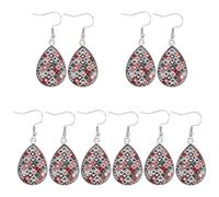 HORIALENCE 5 pares de pendientes con forma de carta de póker - Pendientes colgantes en forma de lágrima con diseño de póker - colgantes de acero inoxidable para noches de juegos de cartas.