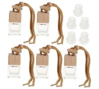 HORIALENCE 5 Piezas Botellas Colgantes de Perfume para Coche de Recargables con Difusor Aromaterapia de Madera de Haya Ambientador para Interior del Vehículo y Hogar