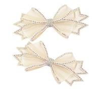 HORIALENCE Adornos de Cristales para Zapatos Lazo Beige, Fáciles de Usar y Resistentes, Ideales para Decoración de Zapatos en Bodas y Diy, 1 Par