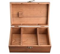 HORIALENCE Caja de Madera para Costura Tapa, Estuche Portátil para Guardar Agujas y Alfileres, Organizador Práctico y Compacto para Manualidades de Costura, Diseño Vintage, Color Diente