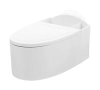 HORIALENCE Cenicero de Pared para Baño con Tapa, Cenicero de Inodoro Blanco, Cenicero de Pared Sin Perforaciones, Plástico y Acero Inoxidable, Evita la Dispersión de Ceniza, para Baño