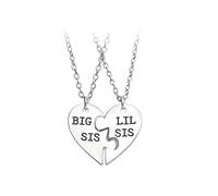 HORIALENCE Collar de Hermana Corazón Partido de Metal en Plata, Pack de 2 Piezas para Mejores Amigas o Hermanas en Navidad o Pascua