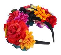 HORIALENCE Corona de flores mexicana para mujer, tocado del Día de los Muertos, talla única, diadema de flores para carnaval y cosplay, para festivales y fiestas de disfraces