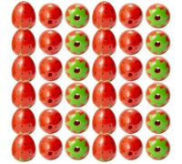 HORIALENCE Cuentas Abalorios 50 Rojo en Forma de Fresa de Madera Sueltas para Proyectos DIY y Decoración del Hogar para Pulseras y Manualidades