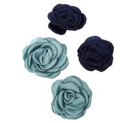 HORIALENCE Flores De Tela Para Zapatos Diy Flores Decorativas De 6 Cm, 2 Pares, Color Azul Oscuro y Verde Azul Nilo, Accesorio Para Bricolaje y Decoración De Calzado, Ideales Para Fiestas y Uso Diario