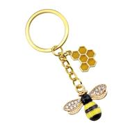 HORIALENCE Llavero Decorativo de Abeja Colgante en Forma de Panal de Miel Hexagonal, Aleación Ligera y Cómoda para Bolso y Llave, Obsequio Pequeño y Adorable