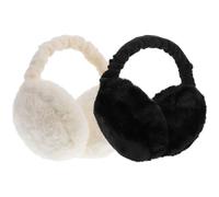 HORIALENCE Orejeras Cálidas Plegables para Hombre y Mujer Invierno, 2 Piezas Negras y Crema, Protectores Auditivos Mullidos de Invierno para Exterior, Senderismo y Frío