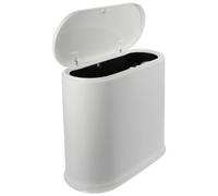 HORIALENCE Papelera Pequeña con Tapa Cubo de Basura de Plástico para Baño Cocina y Oficina Diseño Ovalado para Reducidos Basura Presión Color Blanco