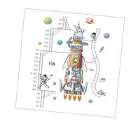 HORIALENCE Pegatina De Pared Mural De Astronauta y Nave Espacial Para Niños Medidor De Altura, Diseño En Pvc Resistente Para Decoración De Habitación Infantil y Guardería, Adhesivo Diy Autocontenible