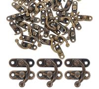 HORIALENCE Pestillo de Bronce Antiguo para Caja de Madera 20 Piezas 23x26 Mm Gancho Derecho Vintage Cierre para Armarios y Joyeros Herrajes para Bricolaje y Manualidades