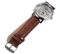 HORIALENCE Reloj Mecánico Manual Correa de PU y Aleación Duradera Winner 036 para Hombre con Esfera Redonda Hueca, 12 Números Romanos Diseño Moderno y Preciso