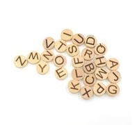 HORIALENCE Rodajas de Madera 13mm de Diámetro, 7mm de Grosor, 78 Piezas de Letras Mayúsculas Talladas, Discos Redondos para Manualidades, Educación y Decoración, Suministros para