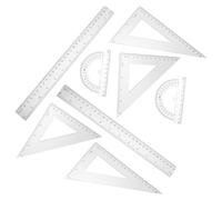 HORIALENCE Set de Dibujo para Principiantes 2 Juegos de Reglas Triangulares de Plástico Transparente, Transportador y Escuadra de Alta Precisión para Estudiantes E Ingenieros