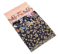 HORIALENCE Tela de Algodón Dorada para Manualidades DIY Estampado Floral Estilo Japonés, 10 Piezas para Patchwork y Confección de Ropa para Muñecas Varios estilos
