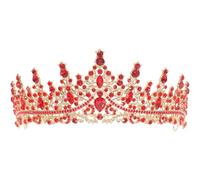 HORIALENCE Tiaras y de cristal para bodas, tocados de graduación, diadema de novia real, princesa quinceañera para cumpleaños, baile de graduación, concurso de belleza, fiesta, color rojo.