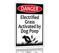 Horienteeon Letrero de aluminio activado por caca de perro con hierba electrificada, 20 x 30 cm, letrero de metal de aluminio resistente al óxido, impermeable, no se permiten perros, uso doméstico y