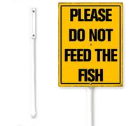 Horienteeon Letrero de aluminio con estaca con texto en inglés «Please Do Not Feed The Fish» con estaca para vecindario, granja, patio trasero, calle, césped, pasarela, porche, jardín al aire libre