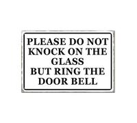Horienteeon Letrero de aluminio con texto en inglés «Do Not Knock On The Glass But Ring The Door Timbre» para colgar en la pared, a prueba de óxido, decoración para el hogar, jardín, césped, 8 x 12