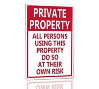 Horienteeon Letrero de aluminio con texto en inglés "Private Property - All Persons Using This Property Do So At Their Own Risk de 20 cm x 30 cm, letrero de aluminio resistente, letreros de zona