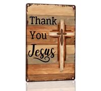 Horienteeon Letrero de aluminio con texto en inglés "Thank You Jesus" de 20 x 30 cm, letrero de metal de aluminio resistente, libre de óxido, letrero de Jesús de Acción de Gracias, religioso de Acción