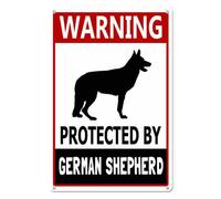 Horienteeon Letrero de aluminio con texto en inglés "Warning Protected By German Shepherd" de 30 x 40 cm, letrero de metal resistente, sin óxido, letrero de pared con texto en inglés "Beware of Dog"