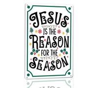 Horienteeon Letrero de aluminio de 30 x 40 cm, con texto en inglés "Jesus Is The Reason for The Season" (30 x 40 cm) de aluminio resistente, decoración de Navidad de Jesús, decoración religiosa, arte