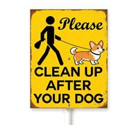 Horienteeon Letrero de aluminio resistente con estaca para césped con estaca Clean Up After Your Dog, letrero de aluminio resistente para vecindario, césped, carretera, calle, jardín, pastizal, césped