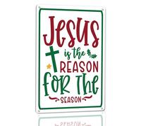 Horienteeon Letrero de aluminio resistente con texto en inglés "Jesus Is The Reason for The Season" (30 x 40 cm), de aluminio resistente, libre de óxido, decoración de Navidad, belén, decoración