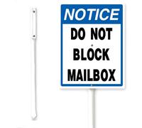Horienteeon Letrero de aviso con texto en inglés "Do Not Block Mailbox" con estaca, no estacionamiento, precaución, advertencia de seguridad, vecindario, calle, exteriores, placa de aluminio para