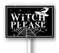 Horienteeon Letrero de Halloween para patio con estaca Witch Please Scary Party Boo Ghost a prueba de óxido vecindario calle negocios granja hogar césped pasarela suelo porche decoraciones de aluminio