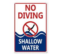 Horienteeon Letrero de no buceo con agua poco profunda, 20 x 30 cm, letrero de metal de aluminio resistente, sin óxido, señal de agua poco profunda, letrero de piscina para piscinas remaches, señales