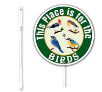 Horienteeon Letrero de pájaro con texto en inglés "This Place Is For The Birds" con estaca Street Zoo Business, placa de jardín de aluminio inoxidable para granja, hogar, césped, pasarela, suelo al