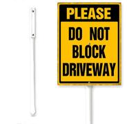 Horienteeon Letrero de patio con estaca "Do Not Block Driveway" con estaca, no estacionamiento, tráfico callejero, aviso de precaución, aluminio inoxidable, decoración para el hogar, granja, 7 x 8.8
