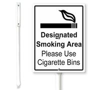 Horienteeon Letrero de patio con estacas de 17,5 x 22 cm, letrero de aluminio resistente a la intemperie, cartel de política de fumar, aviso de propiedad comercial, decoración de patio al aire libre