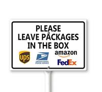 Horienteeon Letrero de patio con estacas de 30 x 20 cm, letreros de aluminio resistente, instrucciones de entrega del conductor para mis paquetes, para puerta delantera y trasera