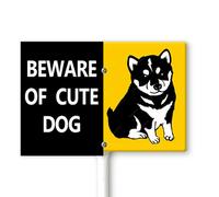 Horienteeon Letrero de perro con estaca de 30 x 20 cm, letrero de aluminio resistente para patio, libre de óxido, placa de declaración de perros guerreros, letrero de guardia dos en la propiedad para