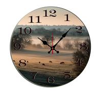 Horienteeon Peaceful Farm - Reloj de pared con diseño de animales de pastizal, para sala de estar, funciona con pilas, fácil de leer, dormitorio, baño y cocina, inauguración de la casa, redondo, 30,5