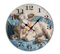 Horienteeon Reloj de pared con diseño de vacas, animales de granja, de madera, decorativo, silencioso, sin tictac, para sala de estar, cocina, hogar, baño, dormitorio, oficina o escuela, redondo, 12