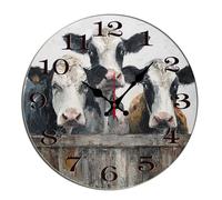Horienteeon Reloj de pared con diseño de vacas, animales de granja, reloj decorativo de madera para sala de estar, funciona con pilas, fácil de leer, dormitorio, baño y cocina, inauguración de la casa