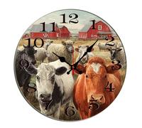 Horienteeon Reloj de pared de animales de granja, vaca, oveja, cabras, de madera, decorativo, para cocina, baño, silencioso, sin tictac, funciona con pilas, decoración para el hogar, oficina, sala de