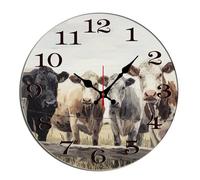 Horienteeon Reloj de pared redondo de 12 pulgadas, diseño de vacas, animales de granja, de madera, decorativo, silencioso, sin tictac, para sala de estar, hogar, oficina, escuela, cocina, decoración