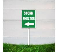 Horienteeon Storm Shelter Left Flecha Indica Letrero con estaca Barrio Calle Letreros de aluminio resistente para decoración de jardín al aire libre, fácil de instalar, 6 x 4.6 pulgadas