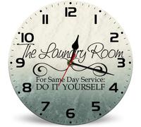 Horienteeon The Laundry Room For Same Day Service Do It Yourself - Reloj de pared para cocina, funciona con pilas, 25 cm, decoración rústica de lavandería, reloj de pared para el hogar, dormitorio