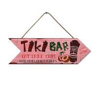 Horienteeon Ymaotrade Tiki Bar Eat Drink Chill - Placa de madera retro con flecha de madera para pared, letrero de pared Shabby Chic Art Pub Bar Club Man Cueva Regalo 10 x 3.1 pulgadas (rosa)