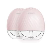 Horigen Extractor de leche doble portátil para lactancia materna con brida de silicona de 17/21/25 mm, extractor de leche eléctrico manos libres inalámbrico silencioso invisible en sujetador extractor de leche portátil para viajes, hogar (rosa)